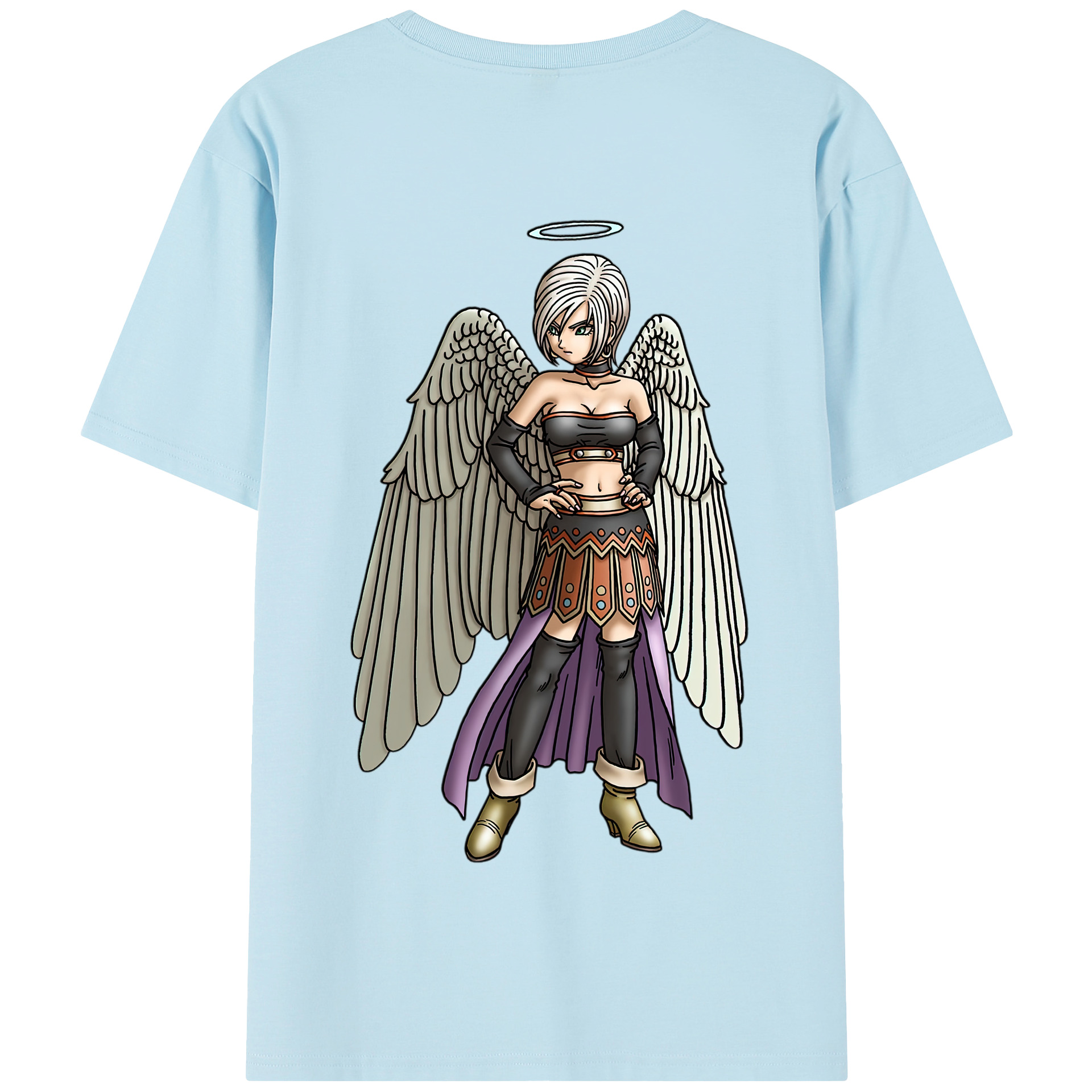 （画像用） ドラゴンクエスト Doragon Kuesuto Dragon Quest 綿100％半袖Tシャツ（背面プリント）